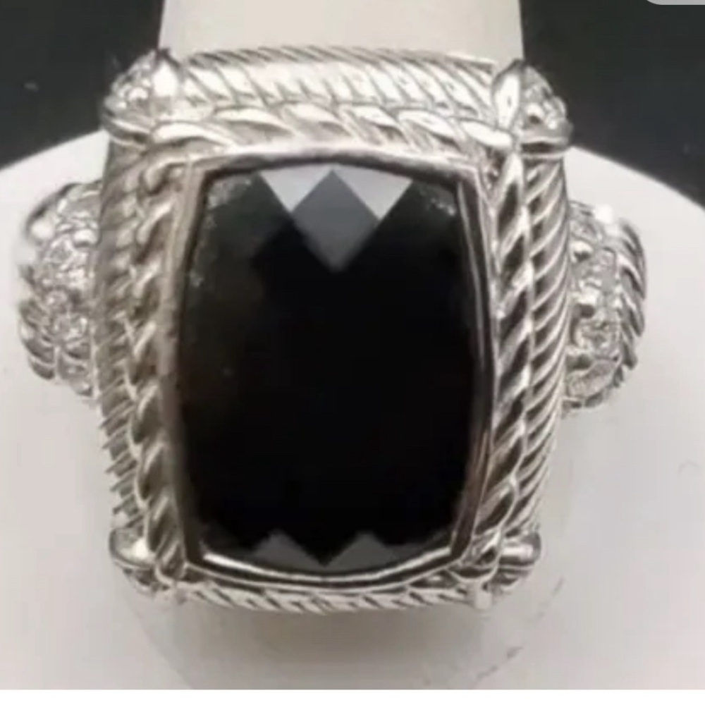 Judith Ripka Sterling Silver Black Onyx Ring Size 7